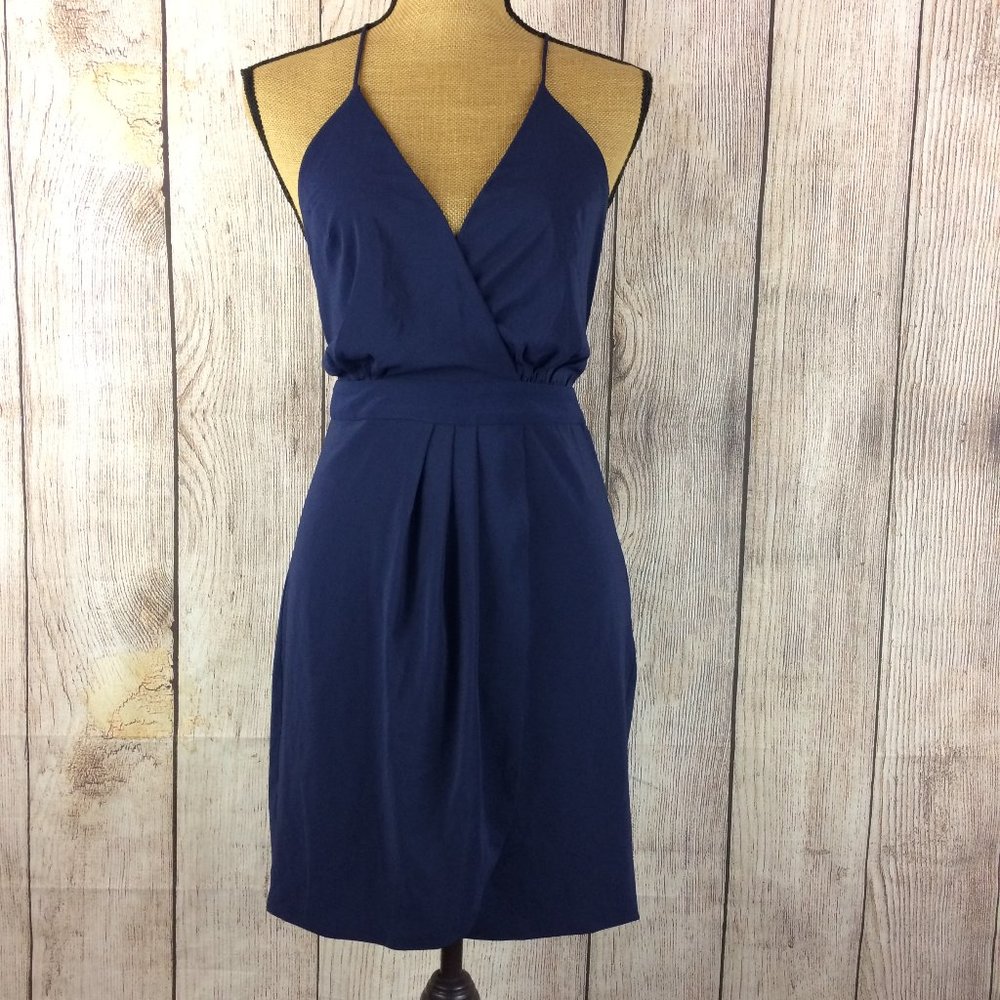 Yumi Kim Navy Faux Wrap Open Back Dress Sz M